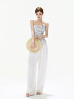 Gray Asymmetric Halter Top & Skirt Set