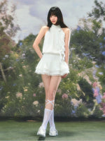 White Polka Dot Halter Dress