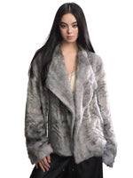 Textured Custom Large Notch Collar Faux Fur Coat