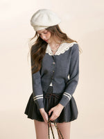 Gray Sailor Collar Cardigan