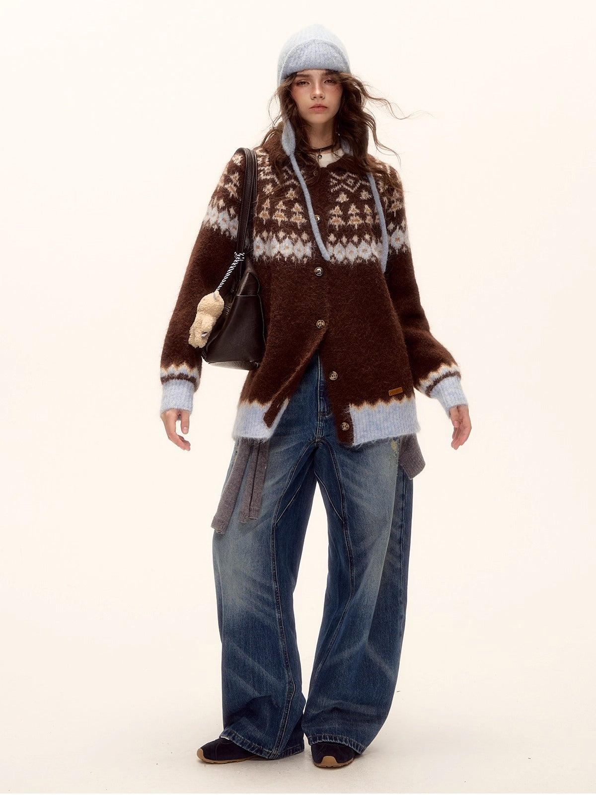 Fair Isle Wool Collar Cardigan