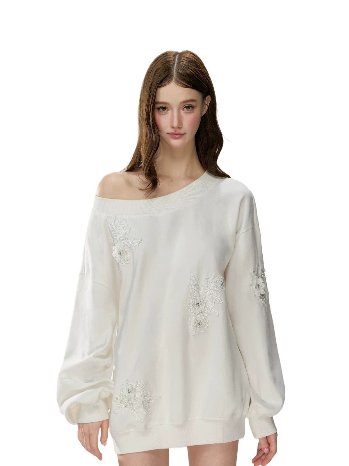 Asymmetric Shoulder Oversized Sweatshirt