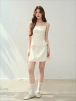 White Floral Satin Set