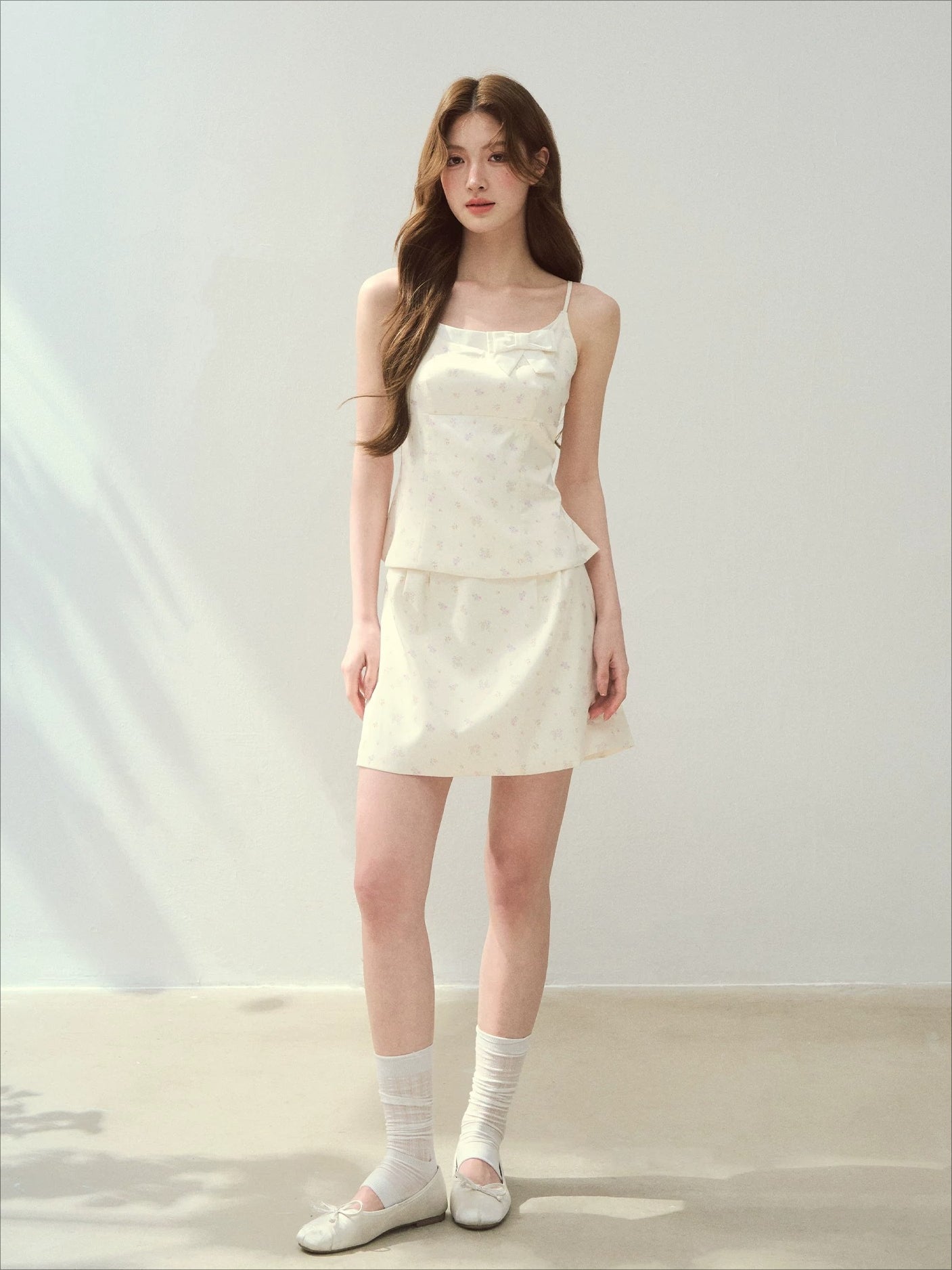 White Floral Satin Set