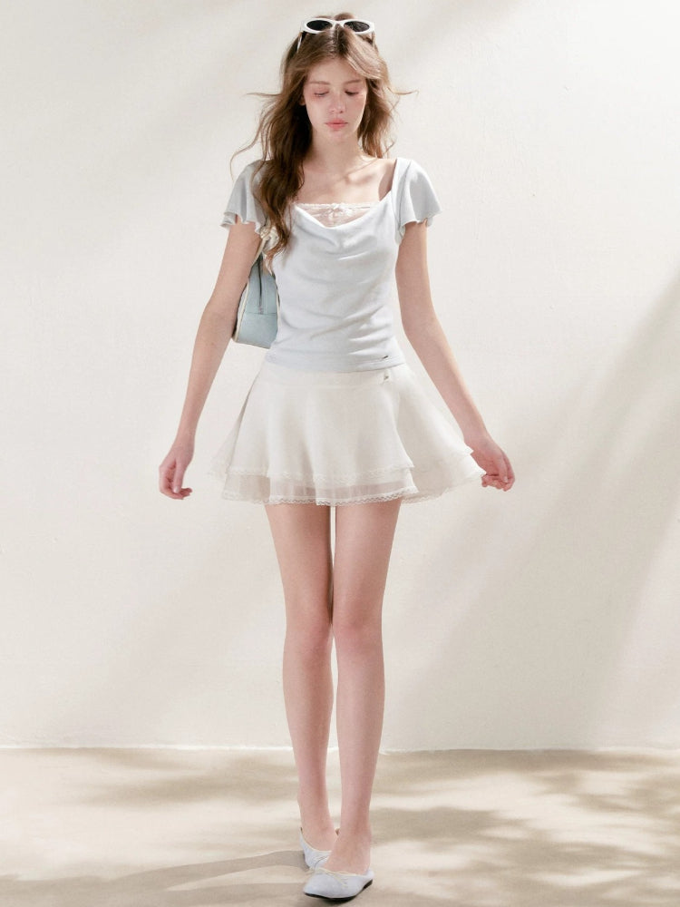 Lace Chiffon Layered Skirt