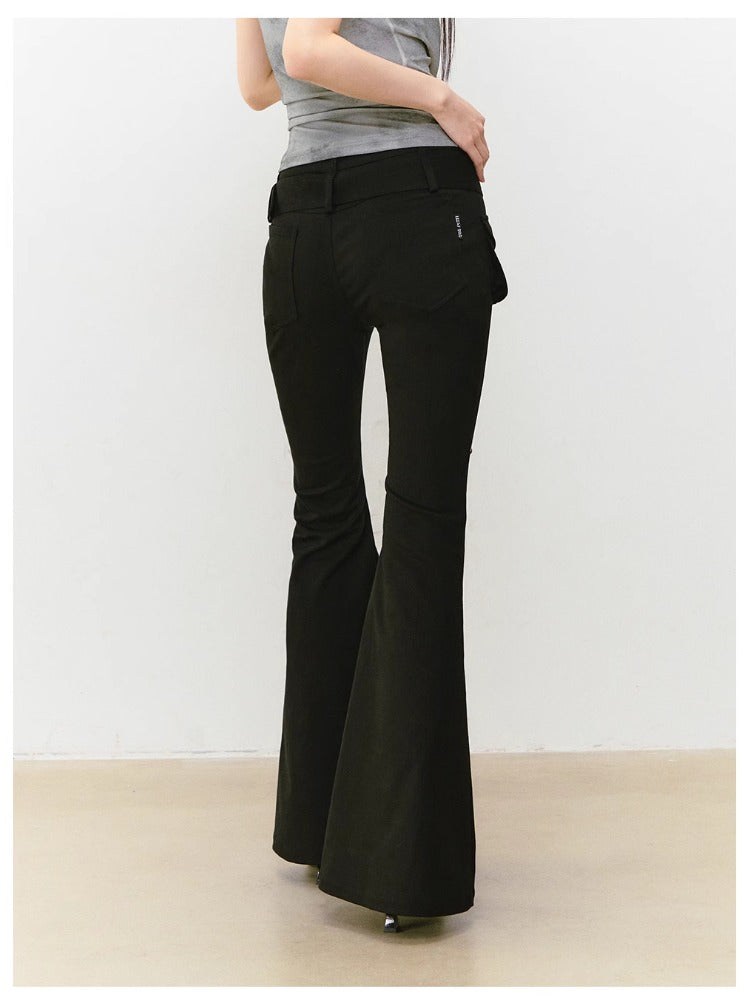Rose Rivet Flared Cargo Pants