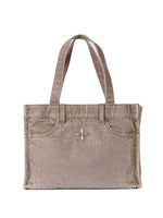 Compass Badge Patina Leather Flip Bag Medium Caramel Patina