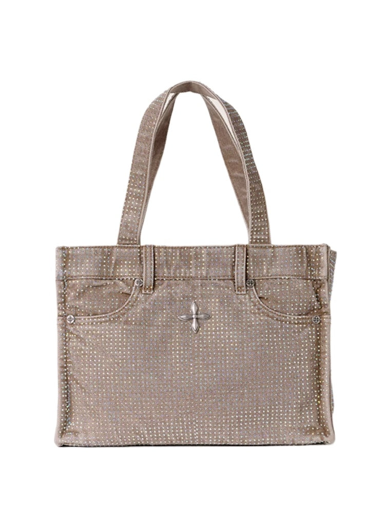 Compass Badge Patina Leather Flip Bag Medium Caramel Patina