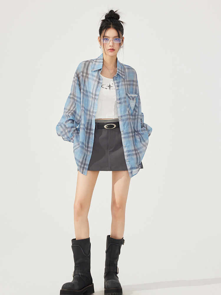 Heart Checkered Sun-protective Shirt