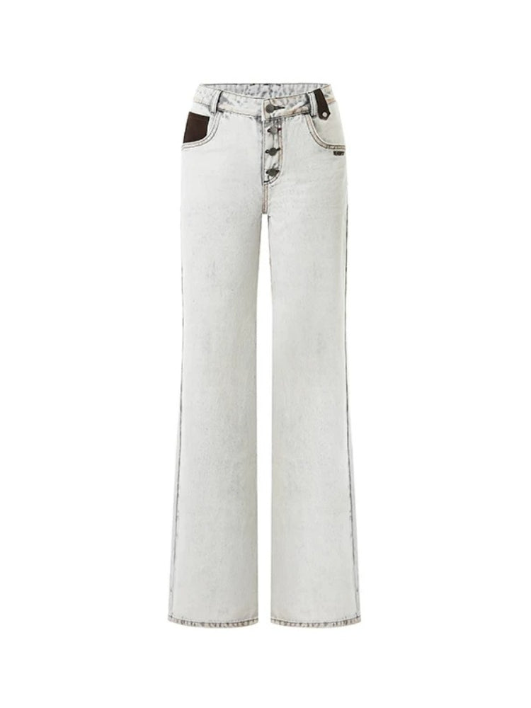 ＋5CM N4 Suede Straight Jeans