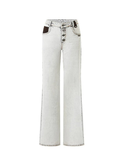 ＋5CM N4 Suede Straight Jeans