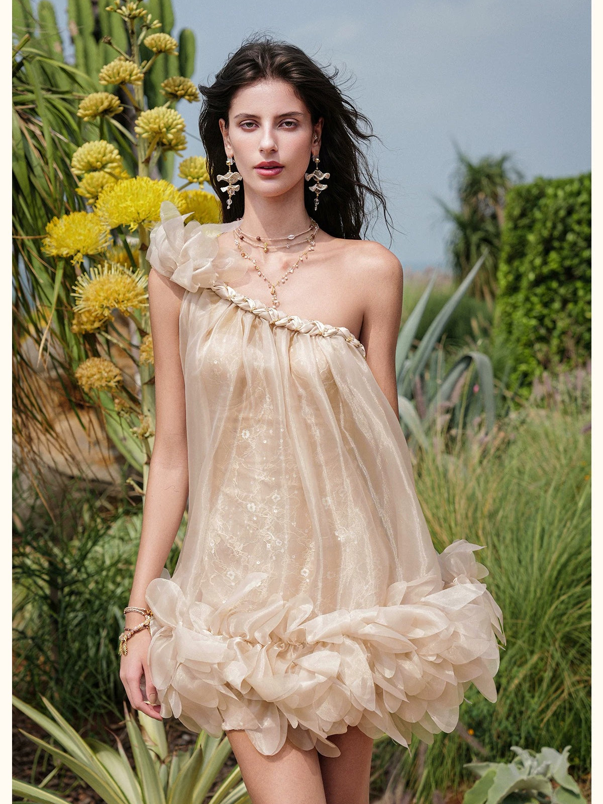 Sequin One Shoulder Backless Dress