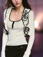 Rose Trim Cardigan Set