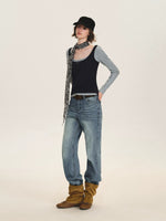 Contrast Layered Lyocell Scoopneck Top