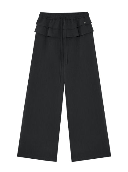 Two-piece Double-layer Ruffle Tie Straight Pants