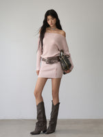 Thin One-shoulder Oblique-shoulder Button Dress