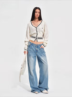 Newport Striped V-Neck Knit Cardigan