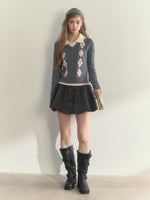 Argyle Cable Faux Two-Piece Sweater