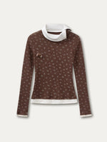 Floral Collar Knit Long Sleeve Top