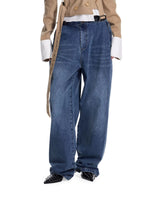 Adjustable Buckle Washed Denim Pants