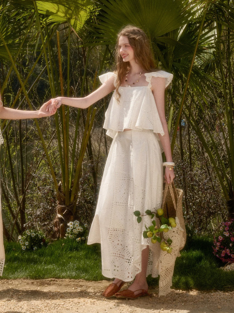 Cotton Embroidered White Set