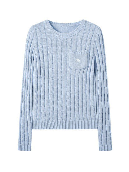 Black &amp; Blue Cable-Knit Sweater