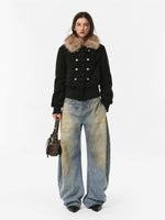Napoleon Button Low Rise Barrel Jeans