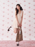 Floral Leopard Lace Slip Dress