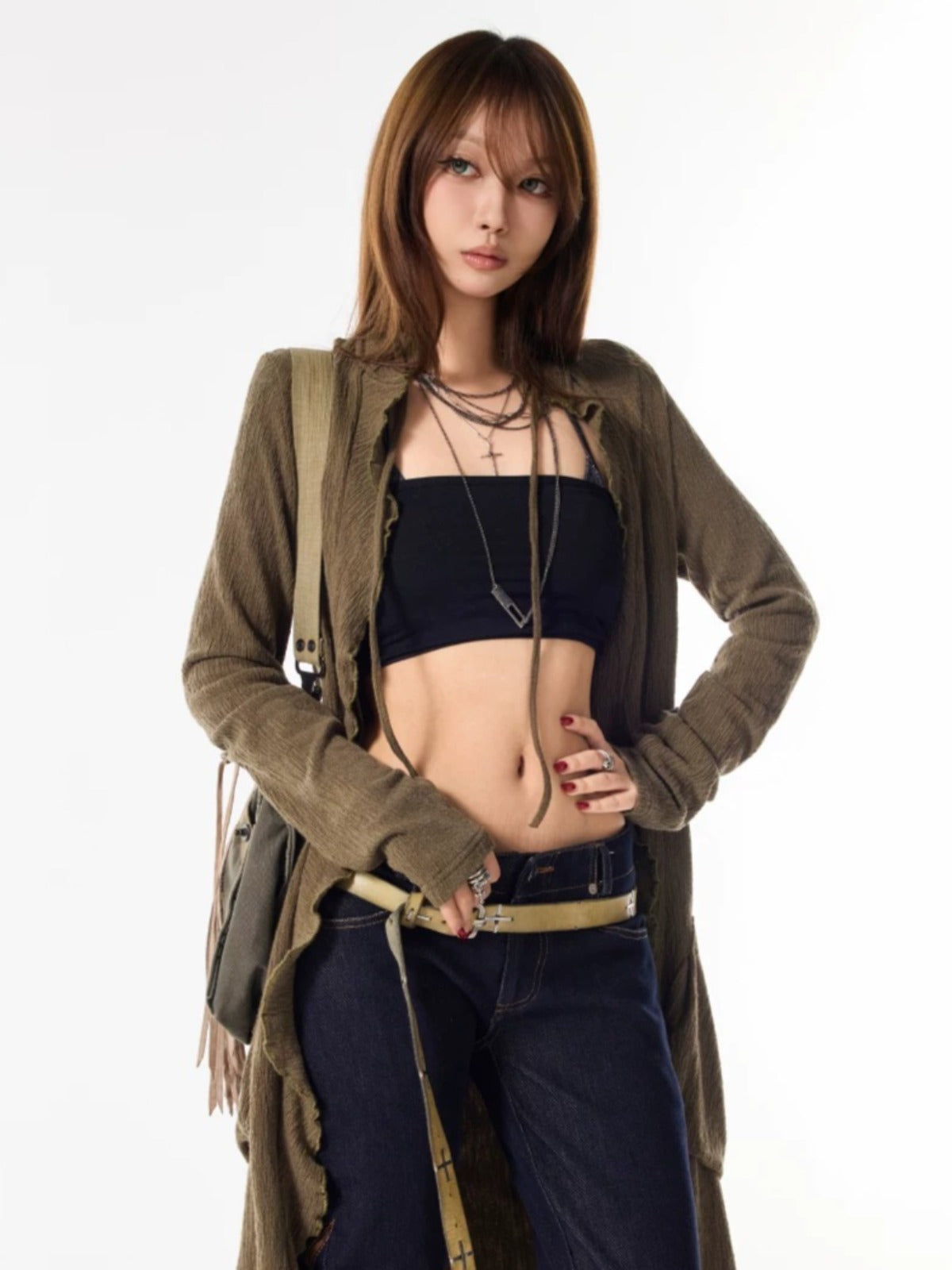 Drawstring Knit Cardigan