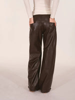 Paneled Faux Leather Wide-Leg Pants