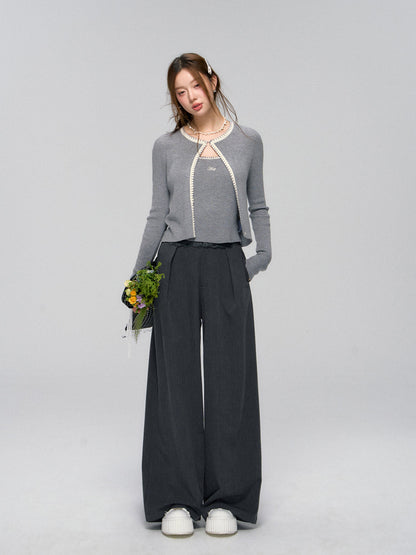 Shell Trim Knit Cardigan Set