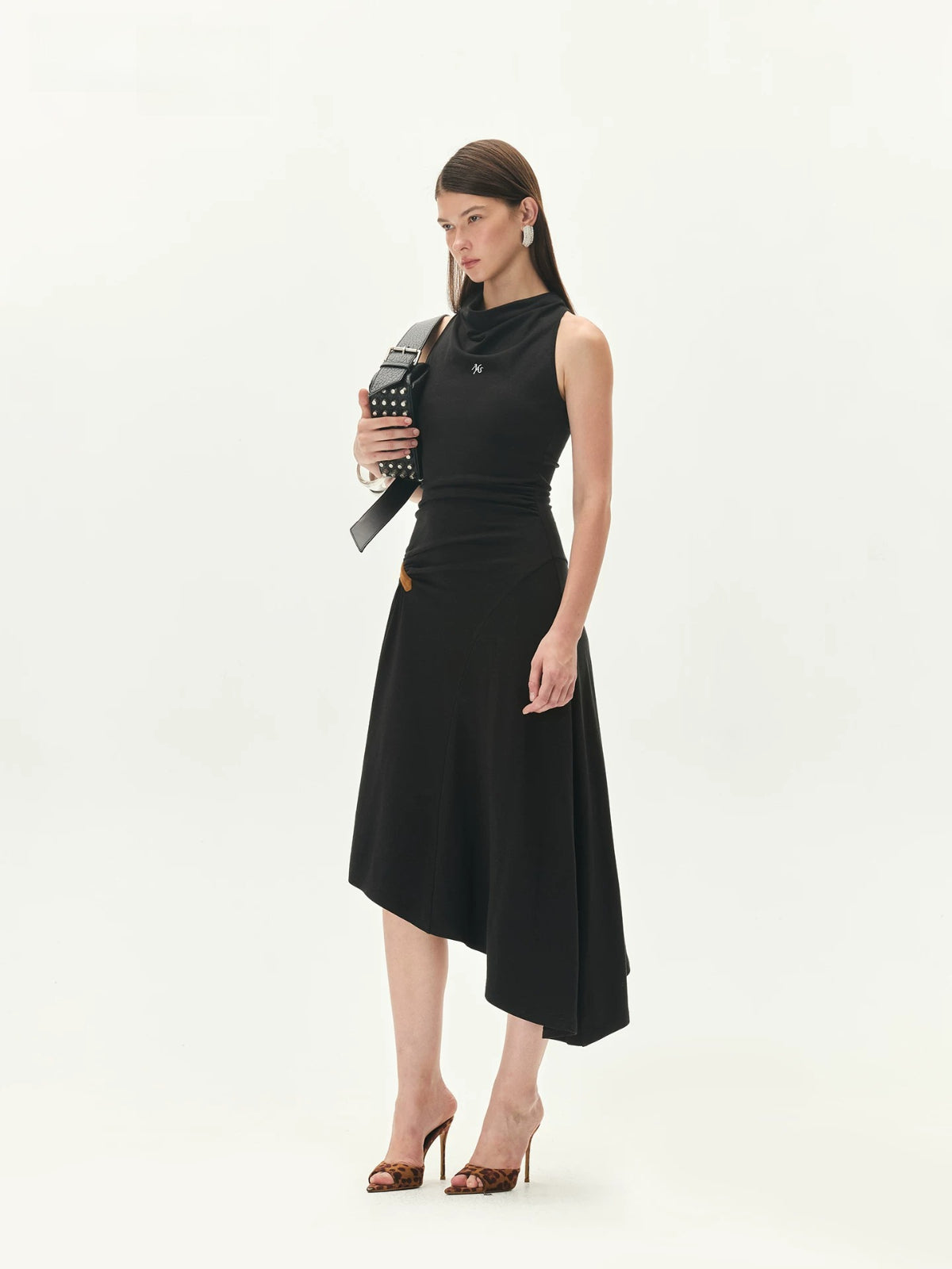 Halter Draped Wool Dress
