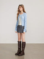 Polka Dot Layered Bow Knit Sweater