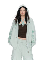 Green & Beige Printed Hoodie Set