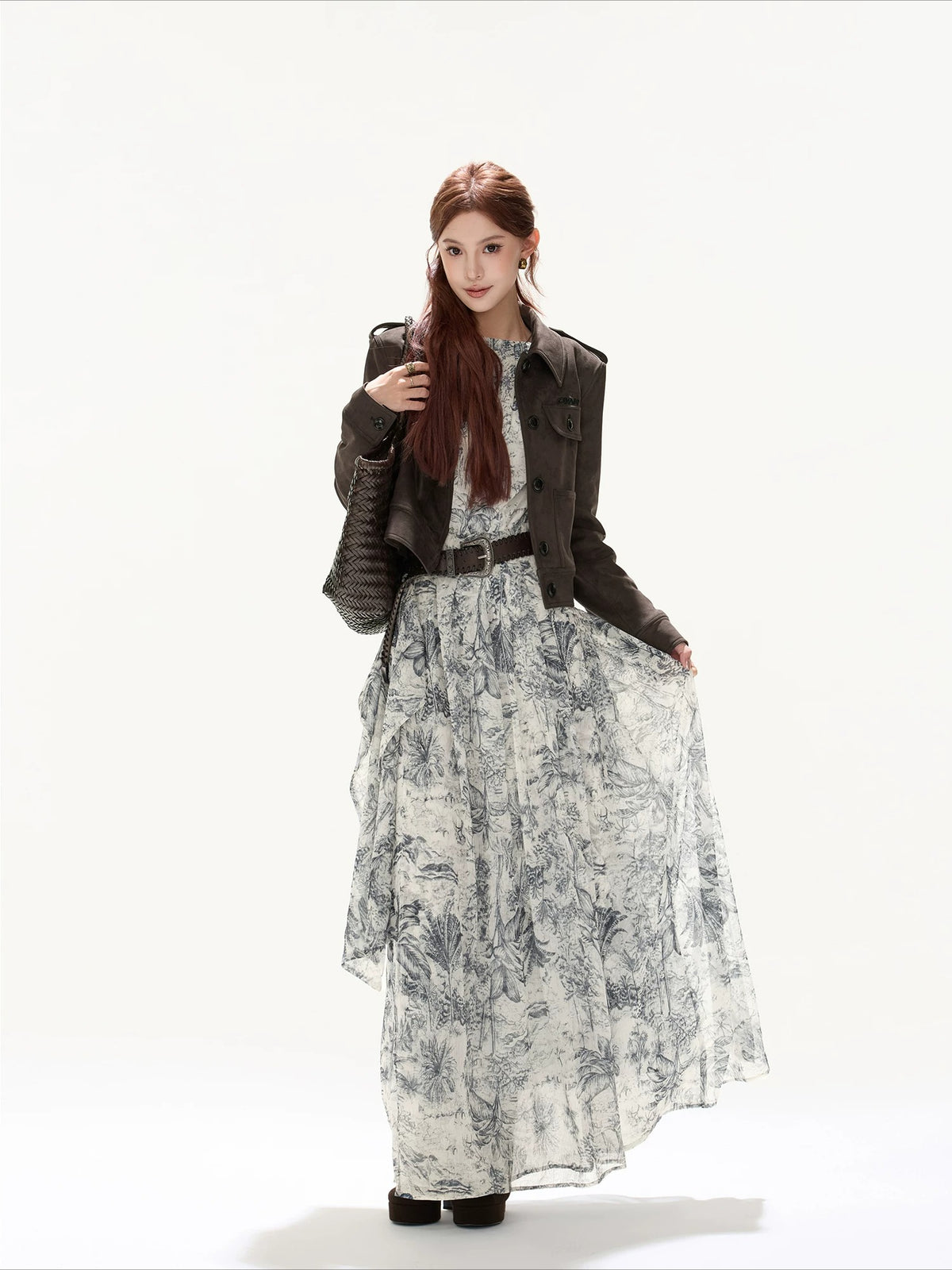 Vintage Suede Collared Cropped Jacket