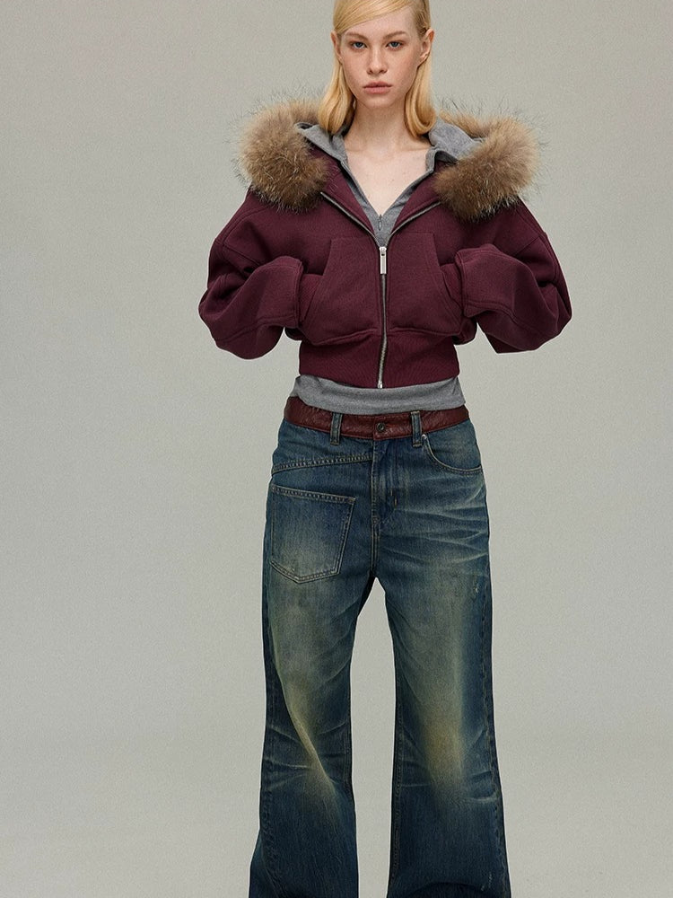 Detachable Fur Collar Hoodie Jacket