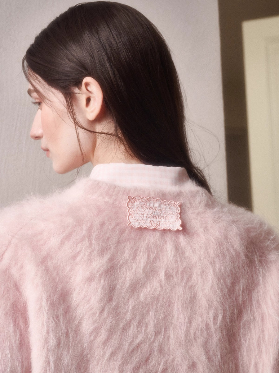 Little Lamb Alpaca-Cashmere Long Plush Crewneck