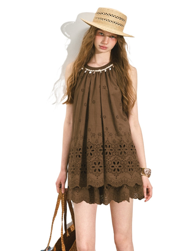 Vacation-Style Sleeveless Top &amp; Skirt Set
