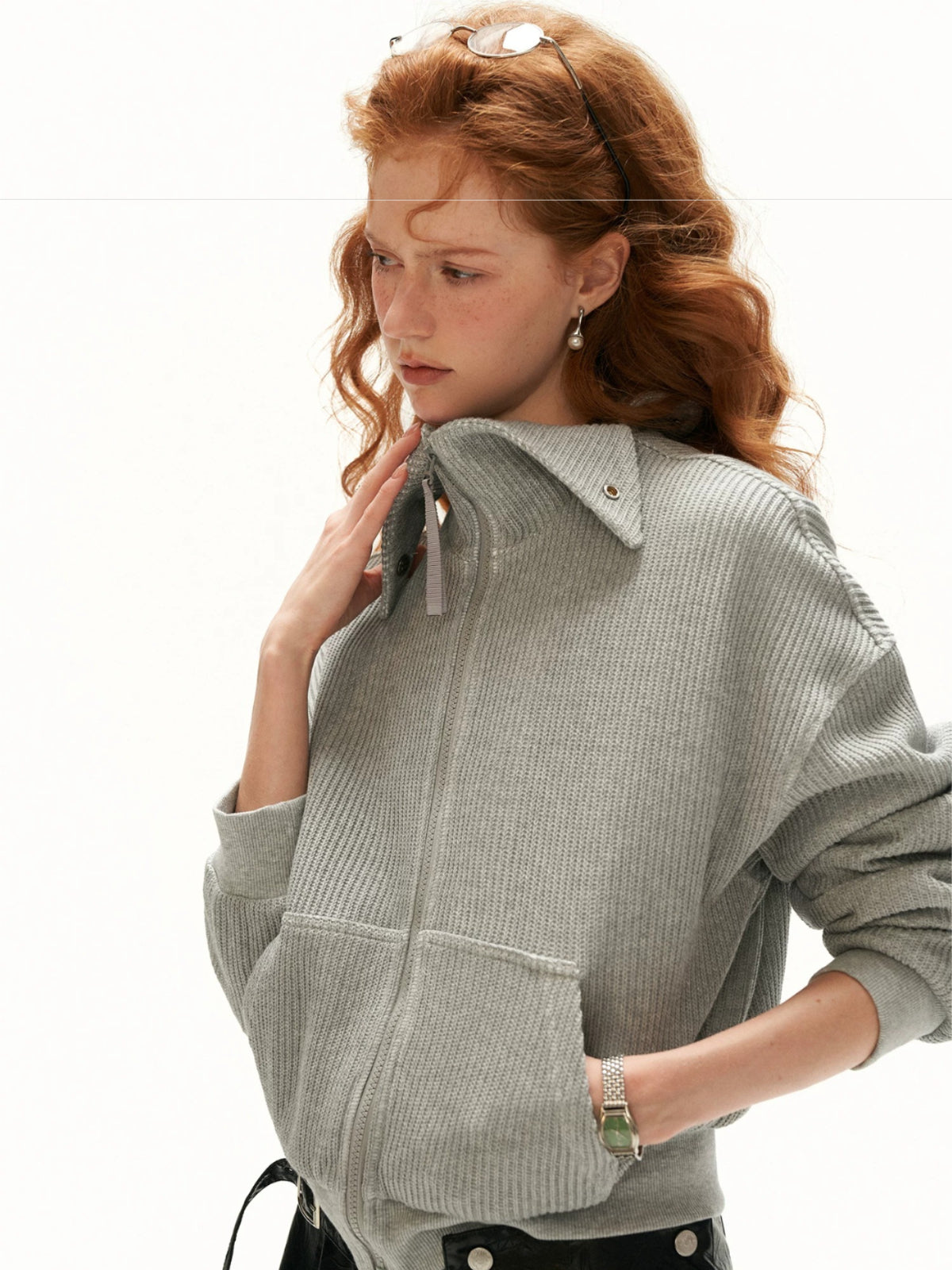 Structured Zip Knit Cropped Jacket