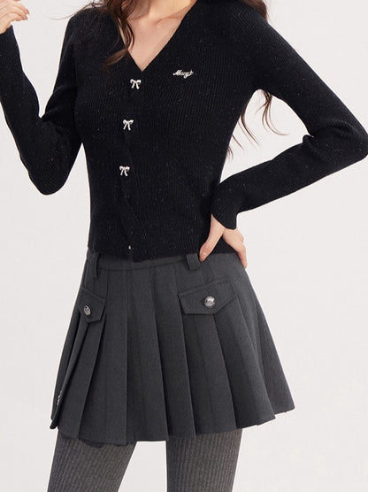 V-neck Shiny Yarn Knit Base Layer