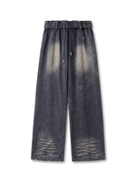 White & Blue Volcano Washed Denim Pants