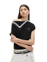 Black Contrast Asymmetric Tee