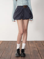 Khaki & Navy Blue Pleated A-Line Skirt