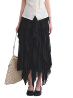 Black Ruffle Chiffon Skirt