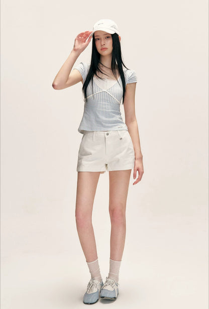Low Rise Denim Shorts