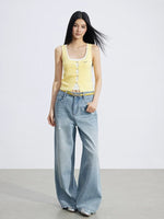 Starry Denim Wide-Leg Pants