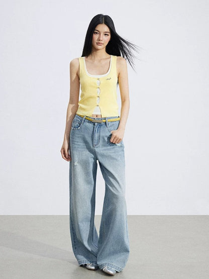 Starry Denim Wide-Leg Pants