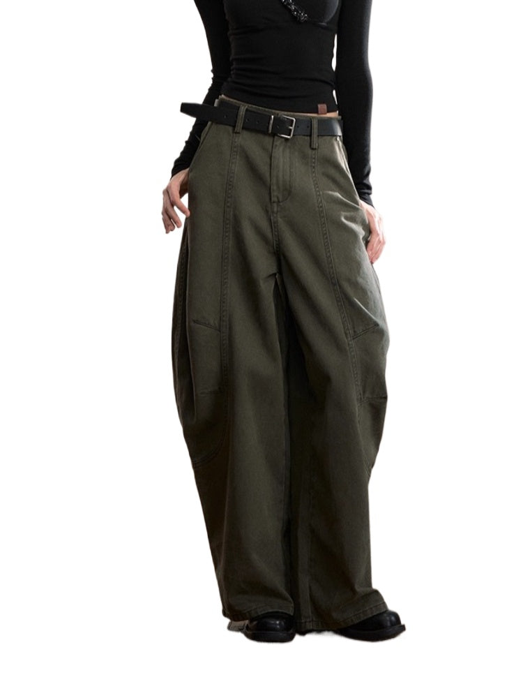 Army Green Wide-Leg Pants