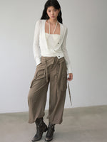 White Single-breasted Knitted Cardigan