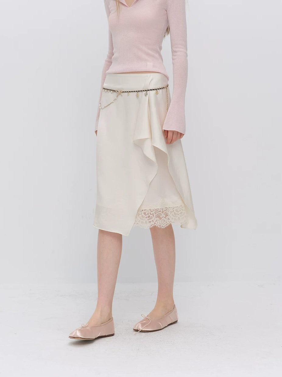 Asymmetric Satin Skirt